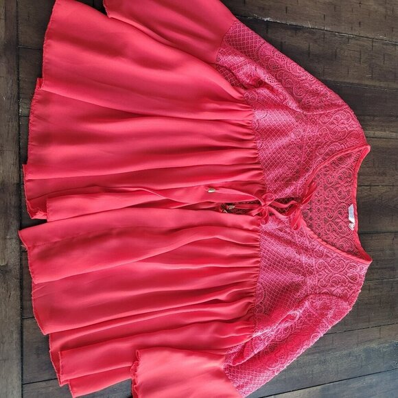 Kaktus Red Lace Boho-Style Open Front blousesize small - Picture 2 of 8